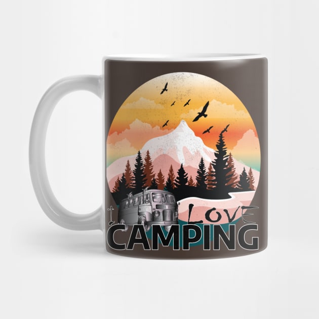 I Love Camping T Shirt Funny Summer Outdoor Forest Tee Camp in Tents by Meryarts